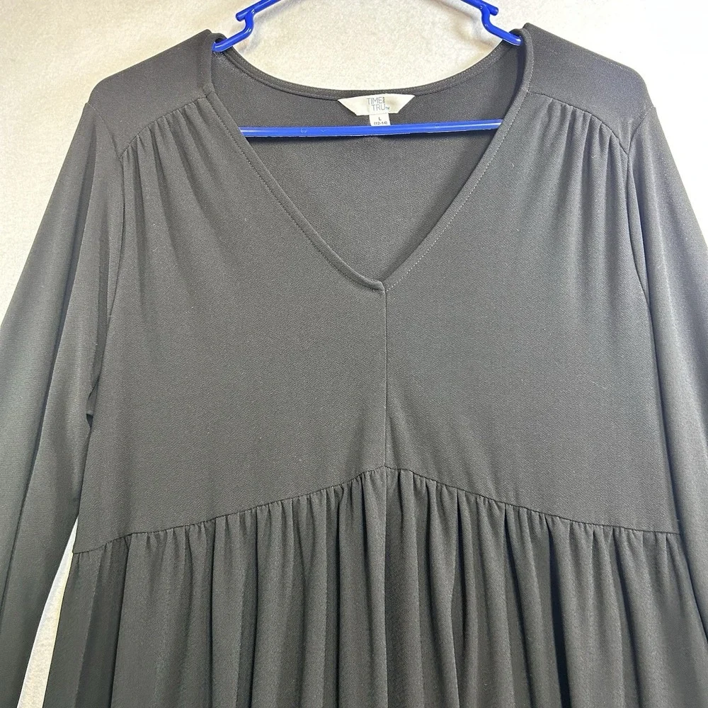 Time And Tru Dress Long sleeve Stretch Black Large 12-14